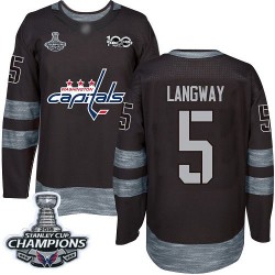 Authentic Men's Rod Langway Black Jersey - #5 Hockey Washington Capitals 2018 Stanley Cup Final Champions 1917-2017 100th Annive