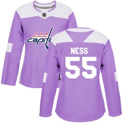 Authentic Women's Aaron Ness Purple Jersey - #55 Hockey Washington Capitals Fights Cancer Practice