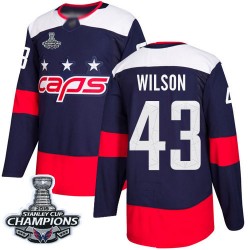 Authentic Men's Tom Wilson Navy Blue Jersey - #43 Hockey Washington Capitals 2018 Stanley Cup Final Champions 2018 Stadium Serie