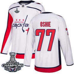 Authentic Men's T.J. Oshie White Away Jersey - #77 Hockey Washington Capitals 2018 Stanley Cup Final Champions