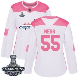 Authentic Women's Aaron Ness White/Pink Jersey - #55 Hockey Washington Capitals 2018 Stanley Cup Final Champions Fashion