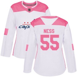 Authentic Women's Aaron Ness White/Pink Jersey - #55 Hockey Washington Capitals Fashion