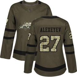 Authentic Women's Alexander Alexeyev Green Jersey - #27 Hockey Washington Capitals Salute to Service