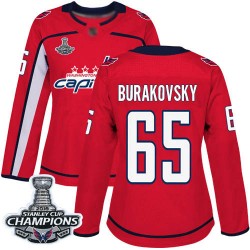 Authentic Women's Andre Burakovsky Red Home Jersey - #65 Hockey Washington Capitals 2018 Stanley Cup Final Champions