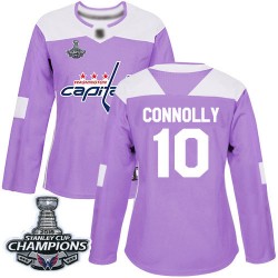 Authentic Women's Brett Connolly Purple Jersey - #10 Hockey Washington Capitals 2018 Stanley Cup Final Champions Fights Cancer P