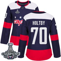 Authentic Women's Braden Holtby Navy Blue Jersey - #70 Hockey Washington Capitals 2018 Stanley Cup Final Champions 2018 Stadium 