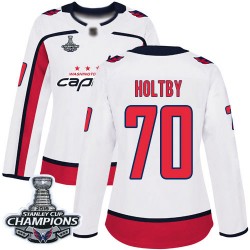 Authentic Women's Braden Holtby White Away Jersey - #70 Hockey Washington Capitals 2018 Stanley Cup Final Champions