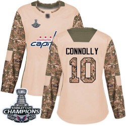 Authentic Women's Brett Connolly Camo Jersey - #10 Hockey Washington Capitals 2018 Stanley Cup Final Champions Veterans Day Prac