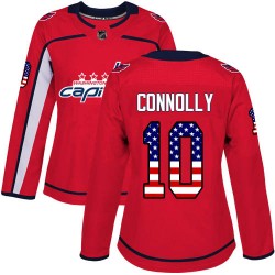 Authentic Women's Brett Connolly Red Jersey - #10 Hockey Washington Capitals USA Flag Fashion