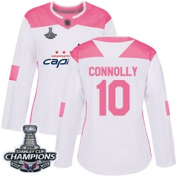 Authentic Women's Brett Connolly White/Pink Jersey - #10 Hockey Washington Capitals 2018 Stanley Cup Final Champions Fashion