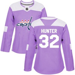 Authentic Women's Dale Hunter Purple Jersey - #32 Hockey Washington Capitals Fights Cancer Practice