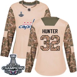 Authentic Women's Dale Hunter Camo Jersey - #32 Hockey Washington Capitals 2018 Stanley Cup Final Champions Veterans Day Practic
