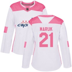 Authentic Women's Dennis Maruk White/Pink Jersey - #21 Hockey Washington Capitals Fashion