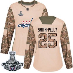 Authentic Women's Devante Smith-Pelly Camo Jersey - #25 Hockey Washington Capitals 2018 Stanley Cup Final Champions Veterans Day