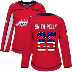 Authentic Women's Devante Smith-Pelly Red Jersey - #25 Hockey Washington Capitals USA Flag Fashion