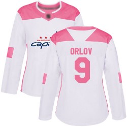 Authentic Women's Dmitry Orlov White/Pink Jersey - #9 Hockey Washington Capitals Fashion