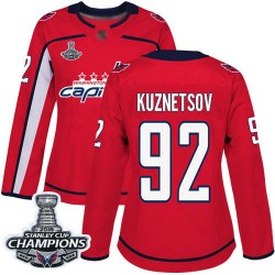 Authentic Women's Evgeny Kuznetsov Red Home Jersey - #92 Hockey Washington Capitals 2018 Stanley Cup Final Champions