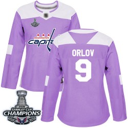 Authentic Women's Dmitry Orlov Purple Jersey - #9 Hockey Washington Capitals 2018 Stanley Cup Final Champions Fights Cancer Prac