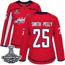 Authentic Women's Devante Smith-Pelly Red Home Jersey - #25 Hockey Washington Capitals 2018 Stanley Cup Final Champions
