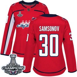 Authentic Women's Ilya Samsonov Red Home Jersey - #30 Hockey Washington Capitals 2018 Stanley Cup Final Champions