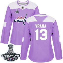 Authentic Women's Jakub Vrana Purple Jersey - #13 Hockey Washington Capitals 2018 Stanley Cup Final Champions Fights Cancer Prac