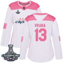 Authentic Women's Jakub Vrana White/Pink Jersey - #13 Hockey Washington Capitals 2018 Stanley Cup Final Champions Fashion