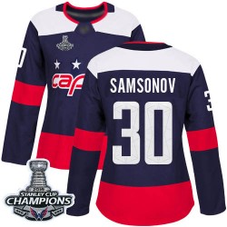Authentic Women's Ilya Samsonov Navy Blue Jersey - #30 Hockey Washington Capitals 2018 Stanley Cup Final Champions 2018 Stadium 