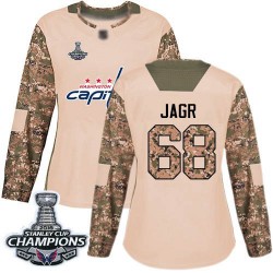 Authentic Women's Jaromir Jagr Camo Jersey - #68 Hockey Washington Capitals 2018 Stanley Cup Final Champions Veterans Day Practi