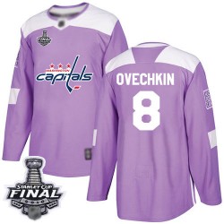 Authentic Men's Alex Ovechkin Purple Jersey - #8 Hockey Washington Capitals 2018 Stanley Cup Final Champions Fights Cancer Pract