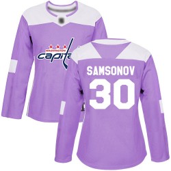Authentic Women's Ilya Samsonov Purple Jersey - #30 Hockey Washington Capitals Fights Cancer Practice