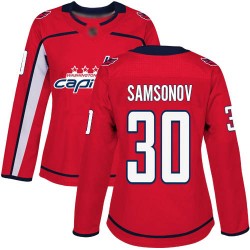 Authentic Women's Ilya Samsonov Red Home Jersey - #30 Hockey Washington Capitals