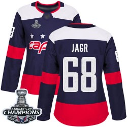 Authentic Women's Jaromir Jagr Navy Blue Jersey - #68 Hockey Washington Capitals 2018 Stanley Cup Final Champions 2018 Stadium S