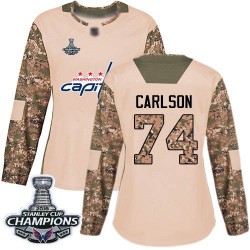 Authentic Women's John Carlson Camo Jersey - #74 Hockey Washington Capitals 2018 Stanley Cup Final Champions Veterans Day Practi