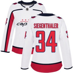 Authentic Women's Jonas Siegenthaler White Away Jersey - #34 Hockey Washington Capitals