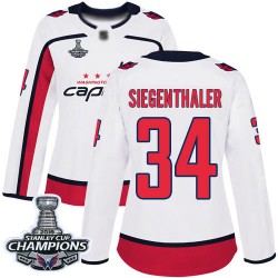Authentic Women's Jonas Siegenthaler White Away Jersey - #34 Hockey Washington Capitals 2018 Stanley Cup Final Champions