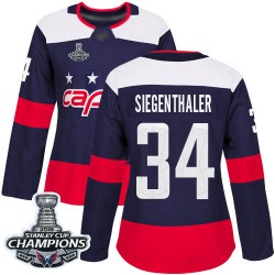 Authentic Women's Jonas Siegenthaler Navy Blue Jersey - #34 Hockey Washington Capitals 2018 Stanley Cup Final Champions 2018 Sta