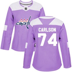 Authentic Women's John Carlson Purple Jersey - #74 Hockey Washington Capitals Fights Cancer Practice