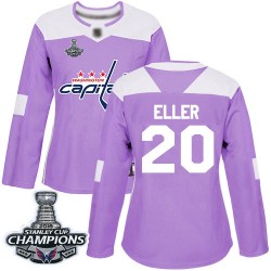 Authentic Women's Lars Eller Purple Jersey - #20 Hockey Washington Capitals 2018 Stanley Cup Final Champions Fights Cancer Pract