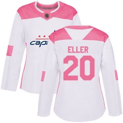 Authentic Women's Lars Eller White/Pink Jersey - #20 Hockey Washington Capitals Fashion