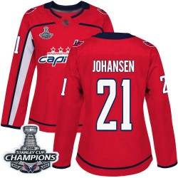 Authentic Women's Lucas Johansen Red Home Jersey - #21 Hockey Washington Capitals 2018 Stanley Cup Final Champions