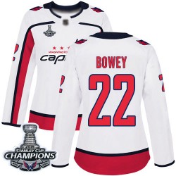 Authentic Women's Madison Bowey White Away Jersey - #22 Hockey Washington Capitals 2018 Stanley Cup Final Champions