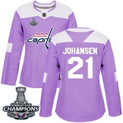 Authentic Women's Lucas Johansen Purple Jersey - #21 Hockey Washington Capitals 2018 Stanley Cup Final Champions Fights Cancer P