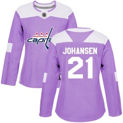 Authentic Women's Lucas Johansen Purple Jersey - #21 Hockey Washington Capitals Fights Cancer Practice