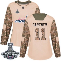 Authentic Women's Mike Gartner Camo Jersey - #11 Hockey Washington Capitals 2018 Stanley Cup Final Champions Veterans Day Practi
